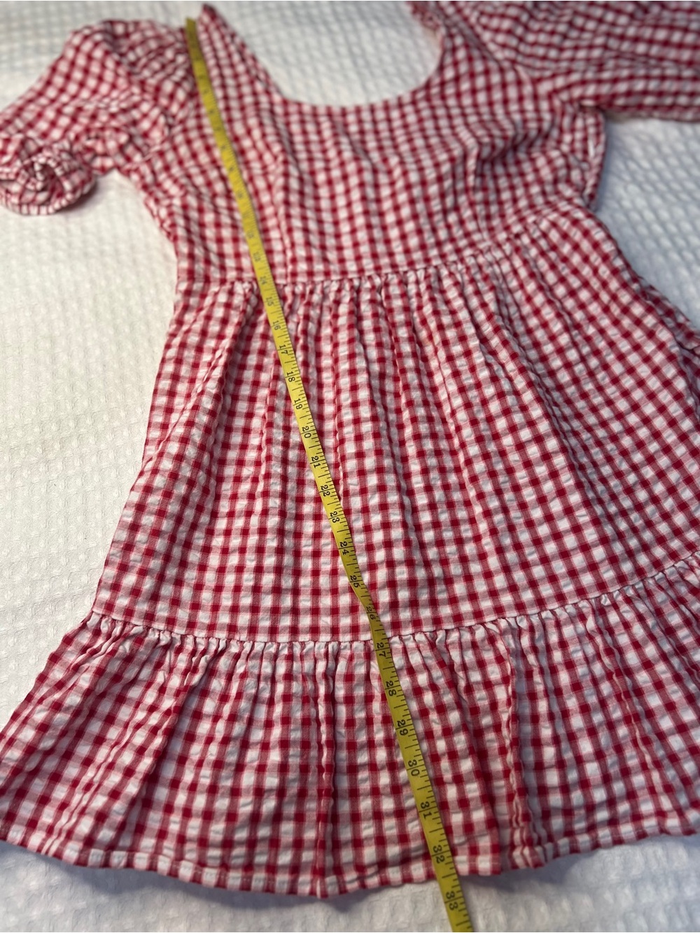 LOFT Red and White Gingham Mini Dress - Picture 4 of 9